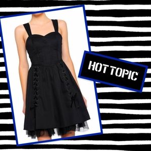 Hot Topic Black Lace-Up Mini Dress
